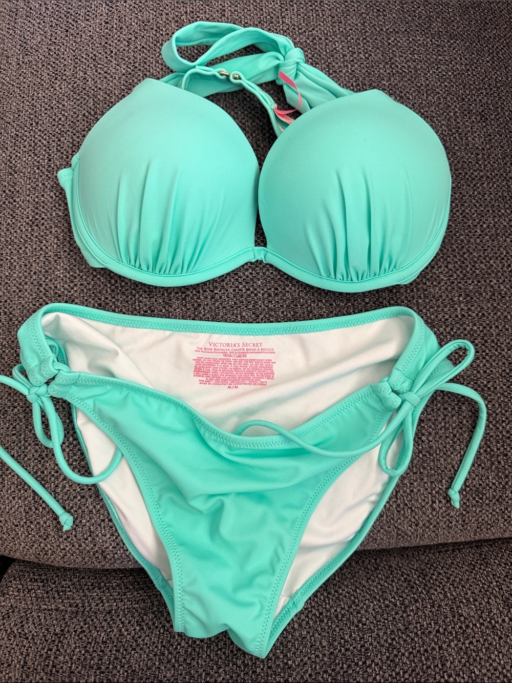 NWOT Victoria's Secret Mint Green Halter Push-Up Bikini